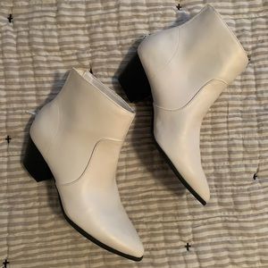 Women’s Faux Leather White Boots Booties